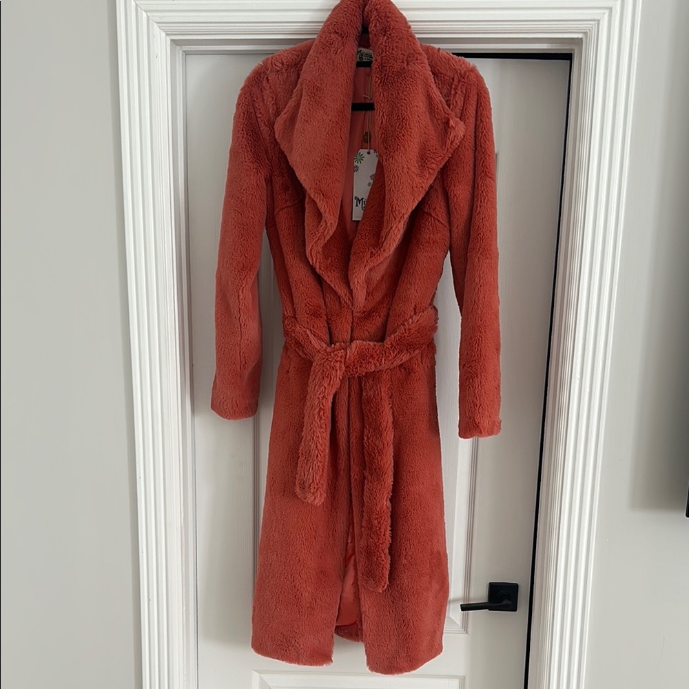 Cozy Rust Orange Faux Fur Coat